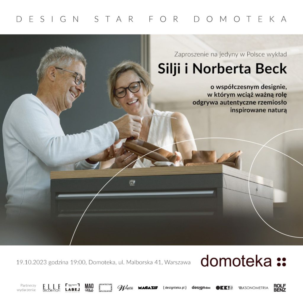 Jedyny w Polsce wykład Silji i Norberta Beck. Centrum Designu Domoteka zaprasza na kolejną edycję „Design Star for Domoteka”!