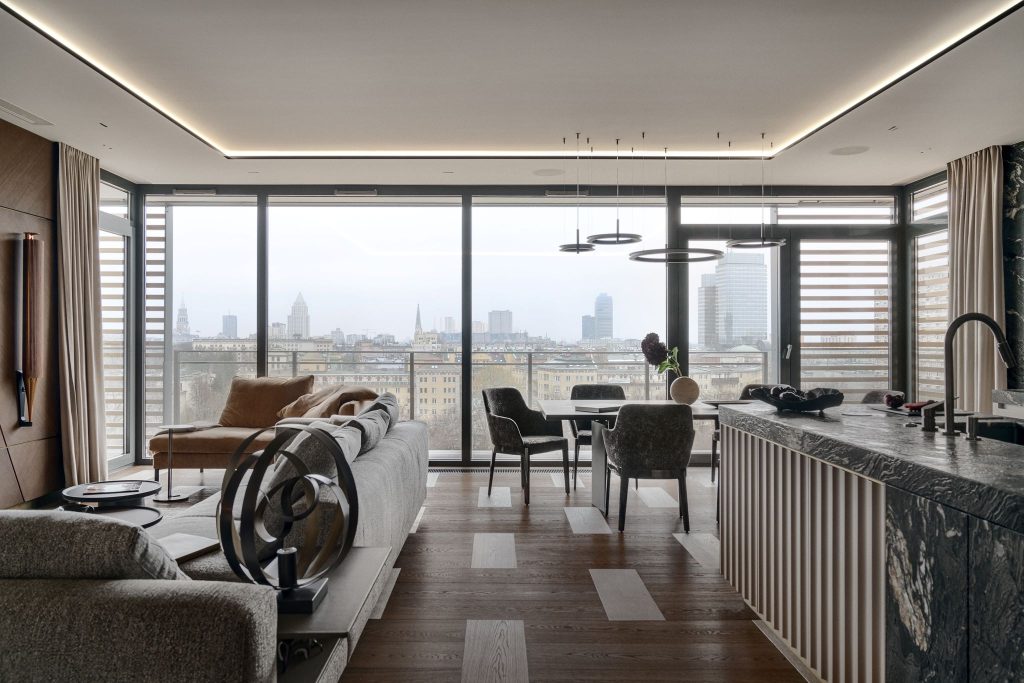 Apartament w stylu modern classic z panoramą Warszawy